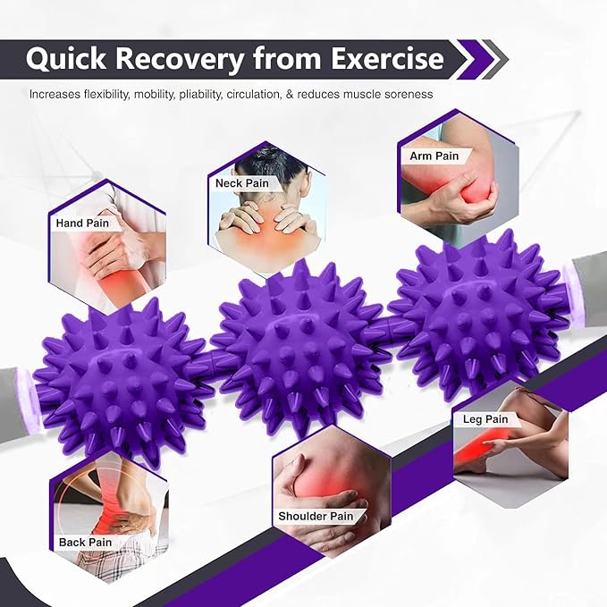 Fascia Muscle Roller, Cellulite Massager Fascia Roller for Cellulite and Sore Muscles, Neck, Leg, Back, Pressure Trigger Point Body Roller Deep Tissue Massage Stick Tools - 3 Massage Balls