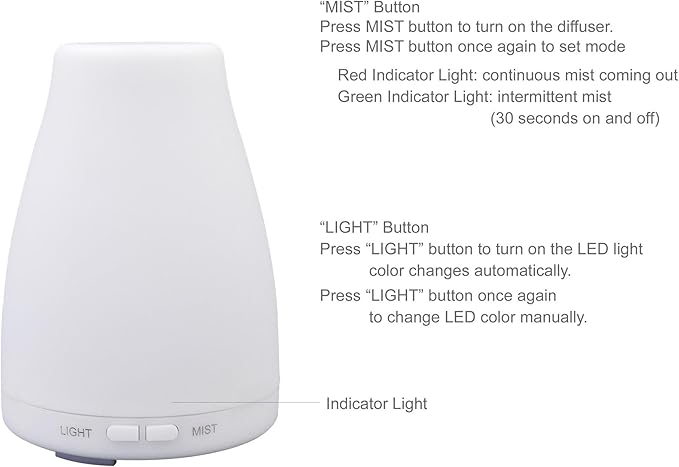 EcoGecko Essential Oil Diffuser, Aroma Oil Diffuser with Color Changing LED Lights Includes Cinnamon and Orange Oils