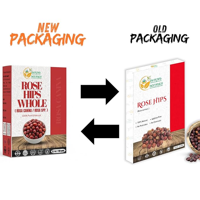 Herbs Botanica Rosehips Dried Rose Hip Herbal Tea, Homemade Sauce, Jellies, Soups, Seasoning, Syrup Vitamin C Rich 100% Naturally Dried Rosa Canina Cynorrhodon 5.30oz | Resealable Kraft Bag