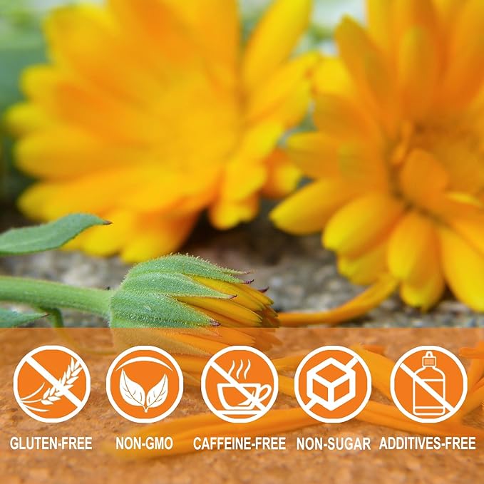 Jarteela Calendula Tea Bags, 1.5g x 36 - Natural, Non-GMO, Caffeine-free - Supports Digestion & Skin Health