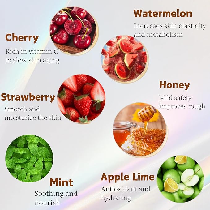 6PCS Bee Lip Balm Honey Pot - Lip Sleeping Mask - Moisturizing Lip Gloss for Women - Lip Mask Overnight Gift Set - Tinted Lip Balm - Easter gift - Honey,Cherry,Strawberry,Apple Lime,Watermelon,Mint