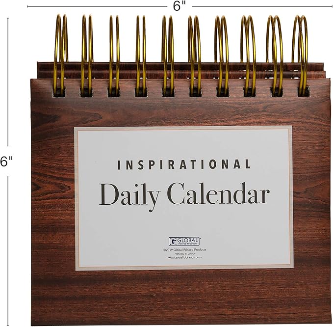 Global Printed Products Motivational & Inspirational Perpetual Daily Flip Calendar Self-Standing Easel (Woodgrain)
