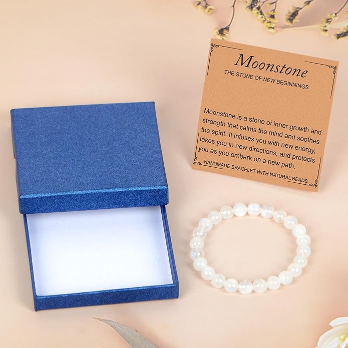 LPBeads Handmade Natural Gemstone Stretch Elastic Bracelet Healing Crystal Round Stone Beads Jewelry Gifts for Women Men