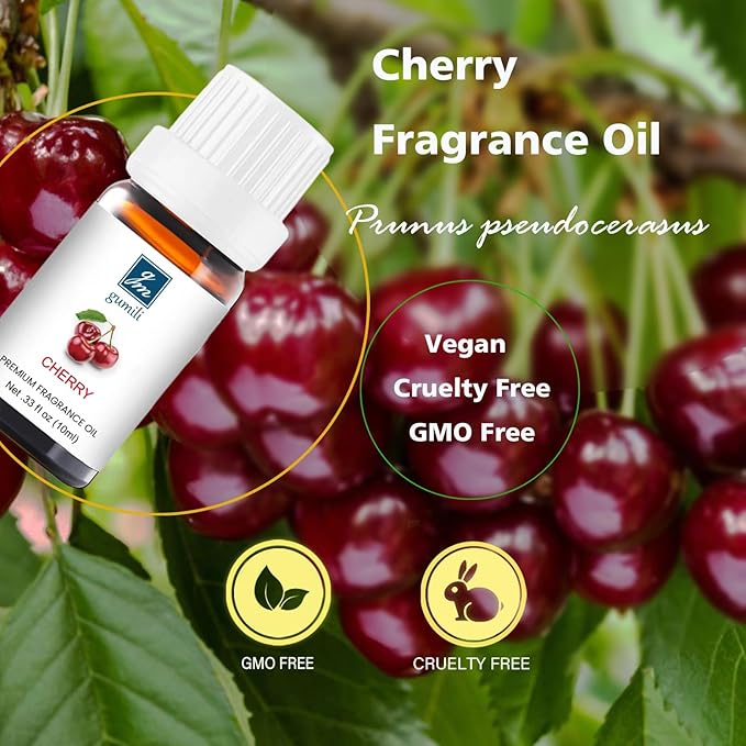 Cherry Essential Oil - Natural Fragrance for Aromatherapy, Body, Perfume Making, Candles, Soap, Room Spray, Diffuser Blends - Pure Home Fragrance, 10mL Undiluted - Pack of 2
