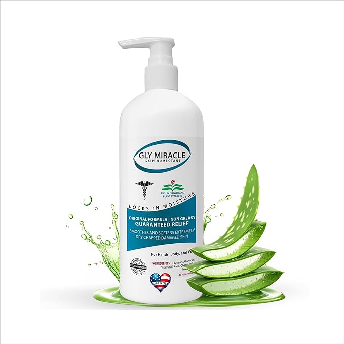 GLY MIRACLE Moisturizing Body Cream Lotion, 16 ounce - Non-Greasy Skin Humectant for Extremely Dry Skin, Hands, Body, and Feet, Light Fresh Scent with Pure Glycerin for Nourishing Hydration.