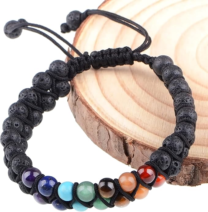 MASSIVE BEADS Double Layer Natural Chakra Healing Power Crystals Macrame Bracelet Yoga Stone Beads Gemstone Meditation Relax Anxiety Bangle for Unisex Women Men