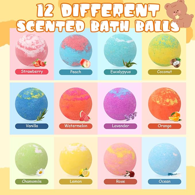 Bath Bombs with Bears Toys Inside for Girls Boys Organic Bath Bombs Set for Kids with Surprise Inside Ideal Kids Birthday Christmas Easter Gift