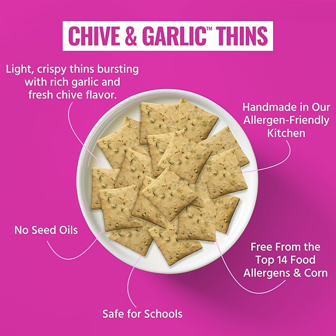 Every Body Eat Snack Thins, Allergen Friendly, Vegan, Gluten Free and Dairy Free (6 Count, Chive & Garlic)