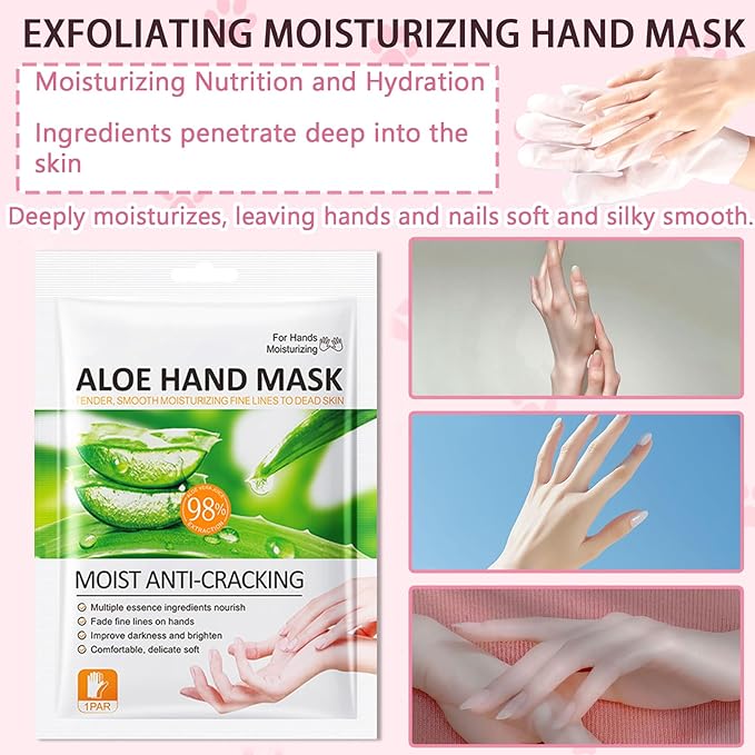 6PCS Hand Masks,Hydrating Hand Masks Moisturizing Gloves Overnight for Dry Cracked Hands,Daily Hand Care Hand Masks Gift Set for Women and Men J