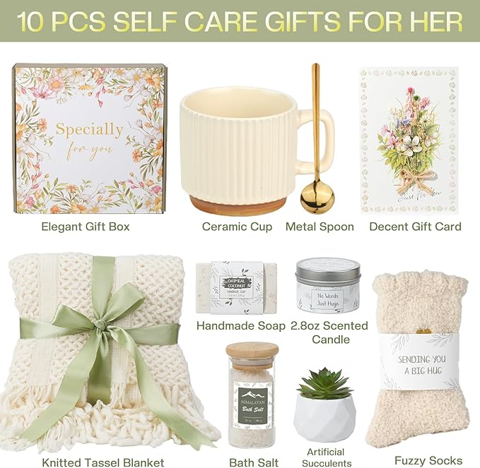 Get Well Soon Gifts for Women - Care Package Gift Feel Better Basket After Surgery Recovery, Encouragement Relaxing Spa Gifts, Warm Thinking of You Box for Women Friends Female
