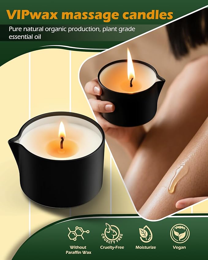 Soybean Wax Warming Massage Oil Candle for Stress Relief and Skin Moisturizing, Couples Massage, Romantic Gift SPA for Home Scented Candle Body Oil - Cream Cherry Scent 2.35 OZ