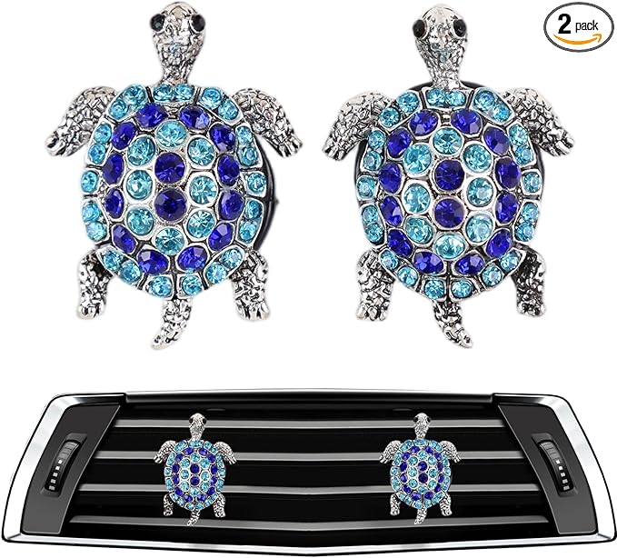 2Pcs Boho Bling Car Vent Clips - Cute Sea Turtles Air Fresheners Car Accessories Dashboard Decorations, Cars Interior Diffuser Decor Gift for Women Lover and Friend