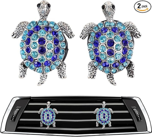 2Pcs Boho Bling Car Vent Clips - Cute Sea Turtles Air Fresheners Car Accessories Dashboard Decorations, Cars Interior Diffuser Decor Gift for Women Lover and Friend