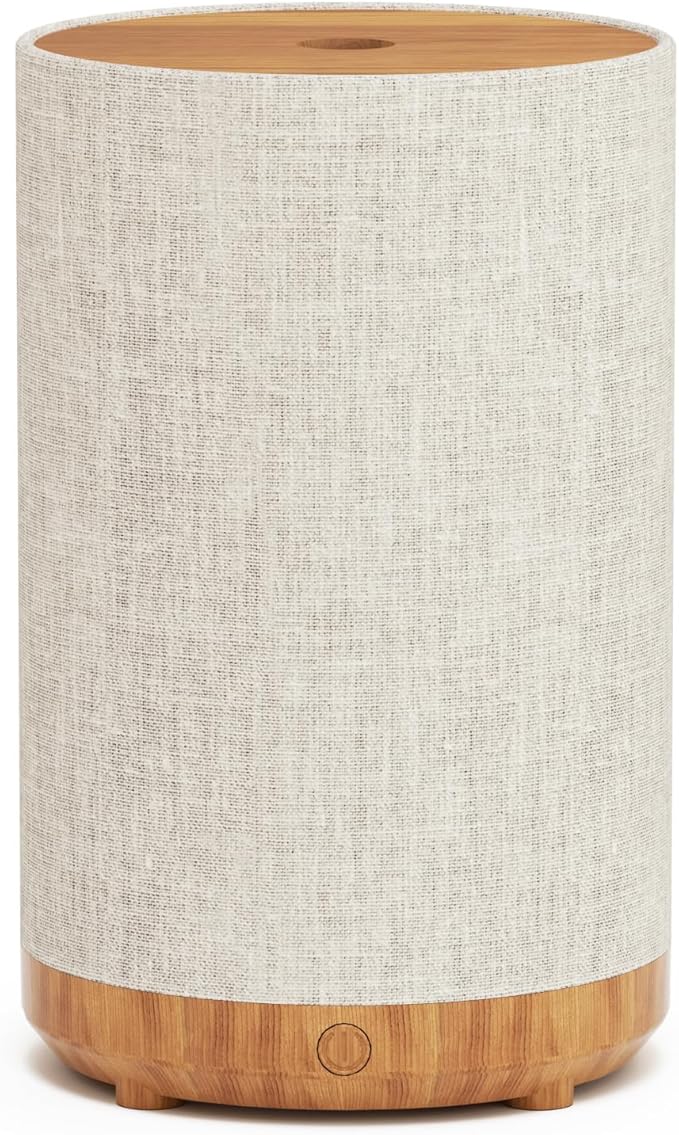 Essential Oil Diffuser with Fabric Cover, SNOWSEN 120ml Aromatherapy Diffuser with 8 LED Color Changing Lights & Night Lamp, Auto Off Function, Cool Mist Humidifier for Essential Oils for Home