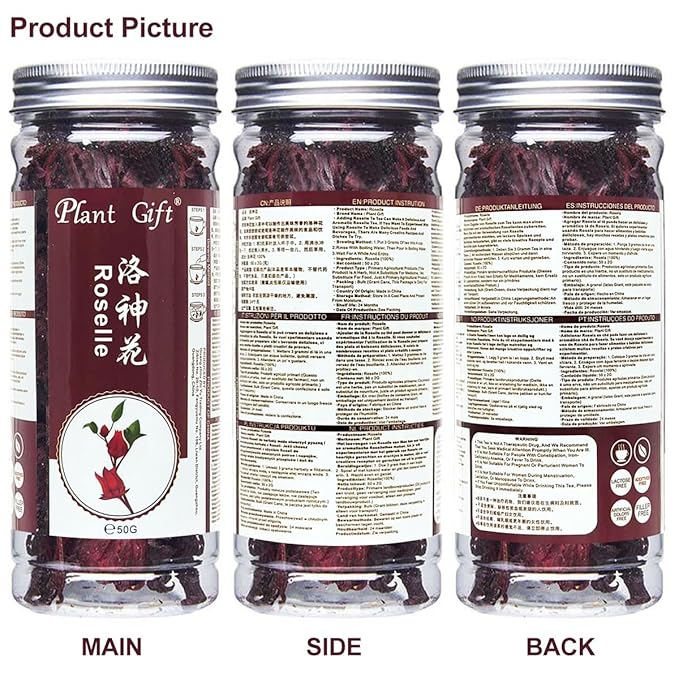 Plant Gift Roselle Hibiscus, Hibiscus Tea, Hibiscus Flowers Roselle Tea, 100% Natural Roselle Whole Flowers - Non-GMO - Caffeine-free - 50G/1.76oz