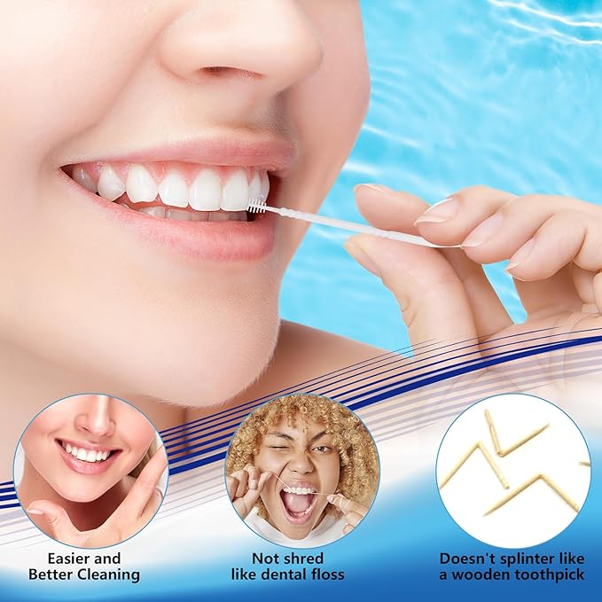 Brushpicks Interdental Toothpicks,Soft Bristle Dental Floss Picks Toothpicks,Helps Removes Plaque and Debris Between Your Teeth 600PCS (Pack of 5) Coconut