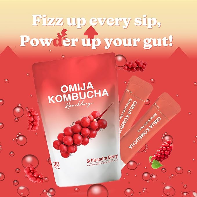 DALAMHARI Kombucha Powder | Schisandra Berry Omija 20T | Kombucha Drink Probiotic Soda Urban Kombucha Synergy Scoby Kombucha Starter Kit Adaptogen Drink Health Ade Kombucha Tea Bubbly