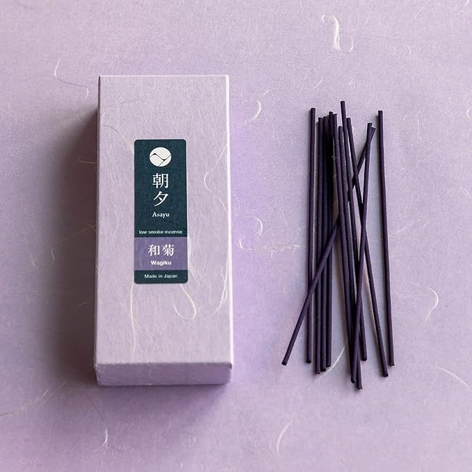 Asayu Japan Incense Sticks with Low Smoke for Morning or Evening Meditation, Relax or Yoga, Made in Japan 40gr - Wagiku Chrysanthemum