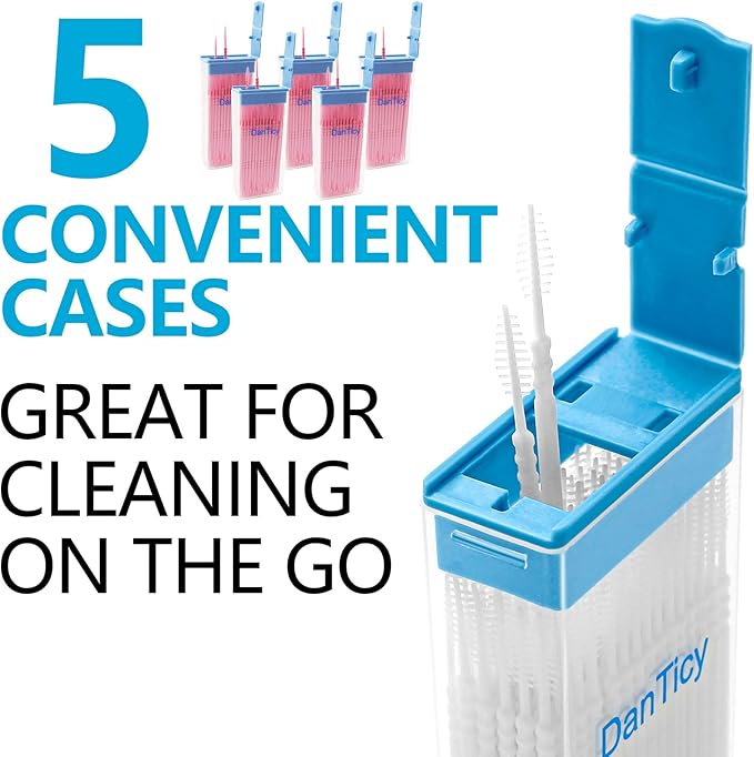 Brushpicks Interdental Toothpicks,Soft Bristle Dental Floss Picks Toothpicks,Helps Removes Plaque and Debris Between Your Teeth 600PCS (Pack of 5) Strawberry