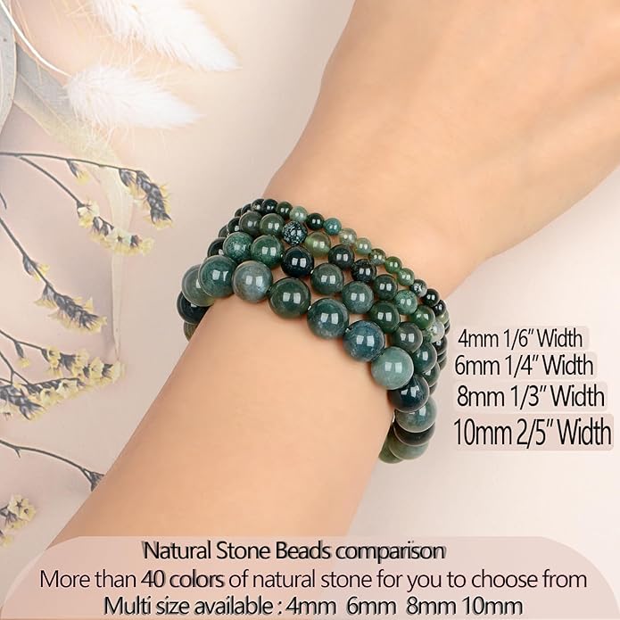 LPBeads Handmade Natural Gemstone Stretch Elastic Bracelet Healing Crystal Round Stone Beads Jewelry Gifts for Women Men