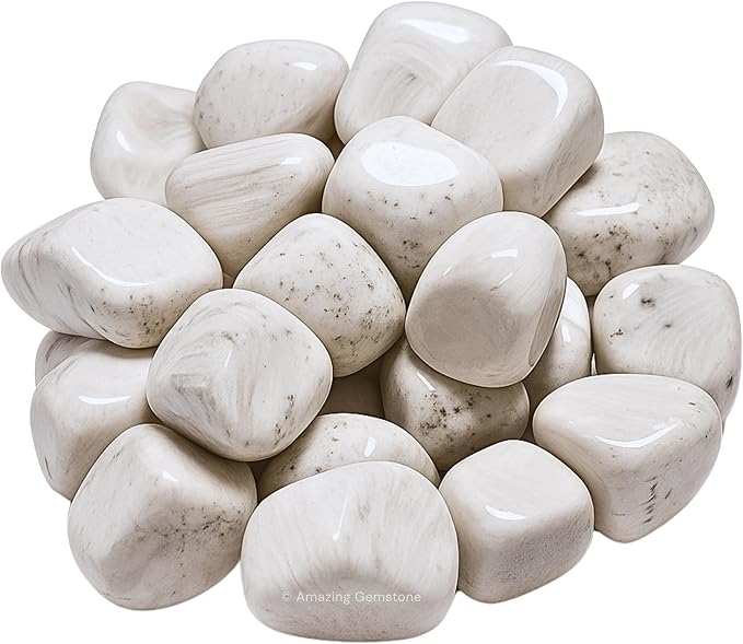 Amazing Gemstone Scolecite Crystals and Healing Stones Tumbled - 1 oz Scolecite Stone Gem Stones, Natural Healing Stones for Energy Balance, Stress Relief - Premium Polished Gems Rocks for Meditation