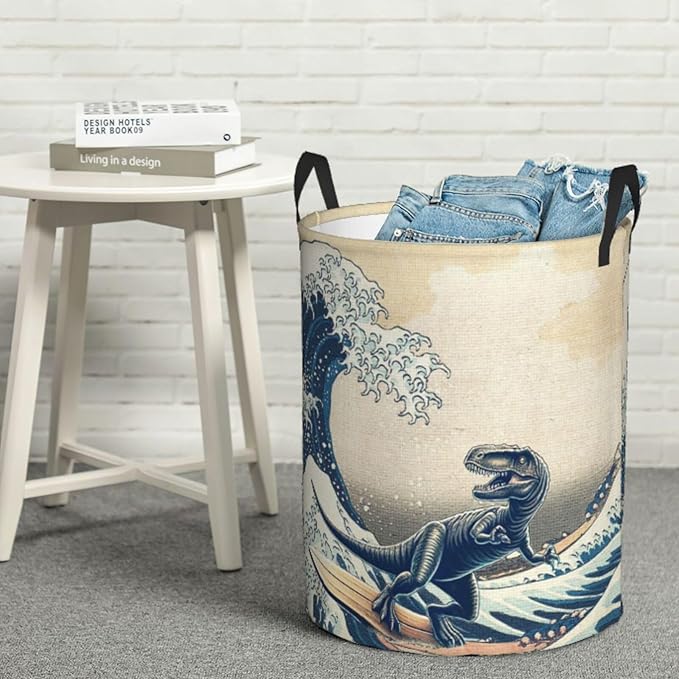 Laundry Basket Wave Collapsible Large Capacity, Dirty Clothes Basket Durable Lightweight Hamper With Handles Ideal For Clothes, Toys Home Organization