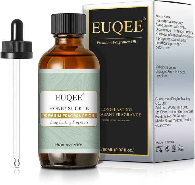 EUQEE Honeysuckle Fragrance Oil 60 ml Premium Fragrance Essential Oil with Glass Dropper for Candle Making, DIY Bath Bombs, Aromatherapy (2.02 Fl oz)