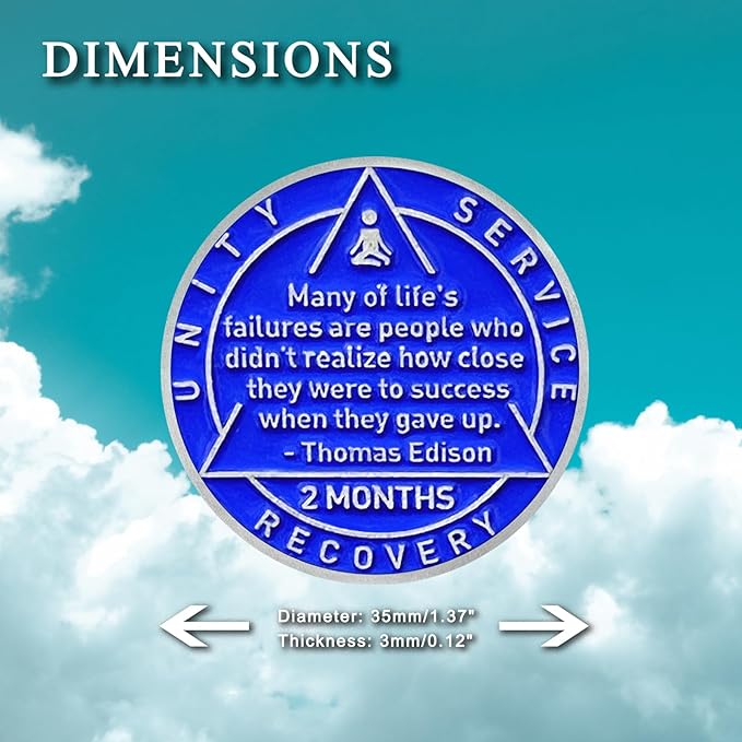 2 Month Sobriety Coin 60 Day Sobriety Chips AA Chip AA Coins Sober Chip Token Recovery Medallion NA Chips NA Coins from 1 to 12 Month Plastic case Included-Baking Paint Process