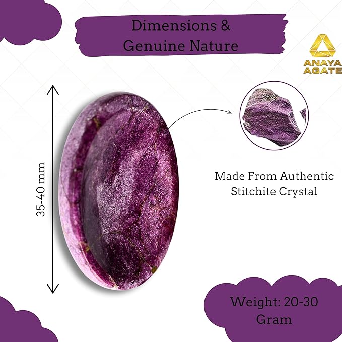 Stichtite Worry Stones – Crystal Thumb Worry Stone for Anguish, Stress – Relaxing and Soothing Balance Stones for Meditation, Stress Relief – Healing Stones and Crystals for Men and Women
