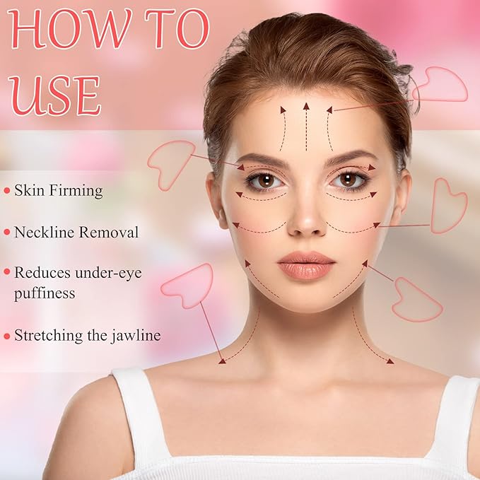 Sherr 24 Pcs Gua Sha Facial Tool Resin Gua Sha Massage Tool Heart Shaped Gua Sha Stone Guasha Board for Face Body Skin Massage Spa Acupuncture Prevent Wrinkles (Multi Colors)