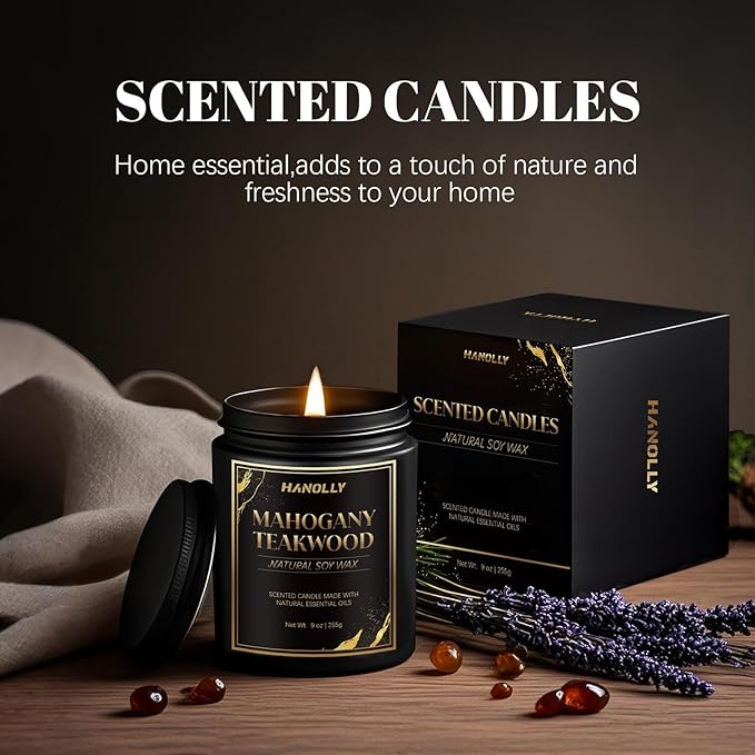 Ember Hotel Candle, 9 oz Scented Candles for Home Soy Candle Wax, Inspired by The Baccarat Hotels, Luxury Long Lasting Aromatherapy Jar Candle Gifts for Men Women