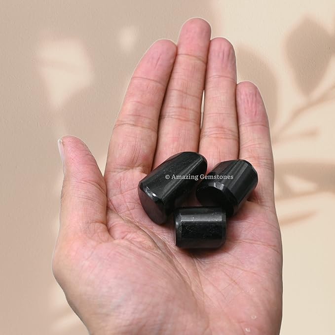 Amazing Gemstone Black Tourmaline Crystals and Healing Stones Tumbled - 1 oz, Natural Healing Stones for Energy Balance, Stress Relief - Premium Polished Gems Rocks for Meditation and Wellness