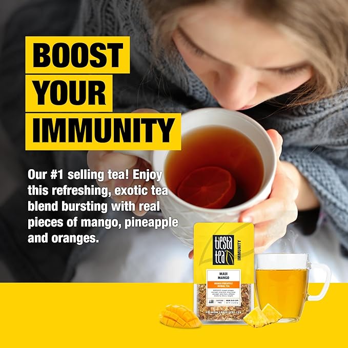 Tiesta Tea Maui Mango, Loose Leaf, Mango Pineapple Herbal Tea, Premium Non-Caffeinated Fruit Blend, Makes Hot or Iced & Brews Up to 25 Cups, 2.2 Ounce Resealable Pouch