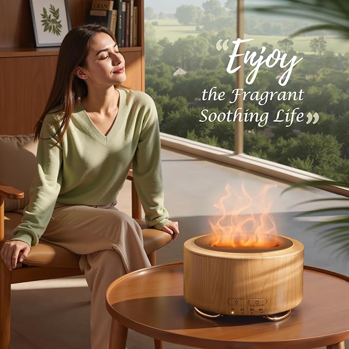 Essential Oil Diffuser for Home: 500ML Aroma Diffuser for Hotel Office Yoga Room - Humidifier with 9 Colors LED Night Light for Kids/Women Home Relaxation - Dark Yellow