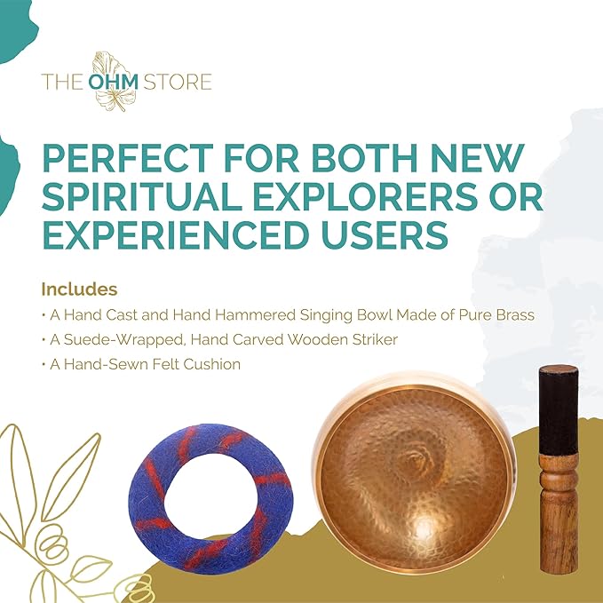 Ohm Store Tibetan Singing Bowl Set — Meditation Sound Bowl Handcrafted (6″)