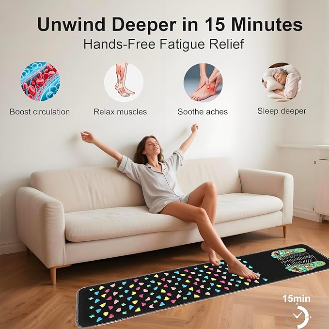 Foot Massage Mat,Reflexology Foot Pressure Point Mat,Acupressure Mat for Feet Relaxes(68.9 x 13.78 Inches)