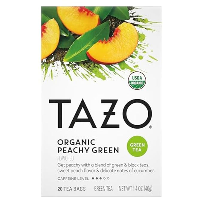 TAZO Organic Peachy Green Tea Bags, Caffeinated Tea, 120 Total Bags (20ct - Pack of 6)