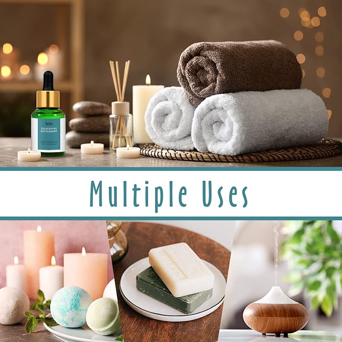 Eucalyptus Peppermint Fragrance Oil, MitFlor Large Size Single Scented Oil, Premium Grade Fragrance Oil for Soap & Candle Making, Refreshing Aromatherapy Oil Gift Set, Daily Home Fragrance, 30ml