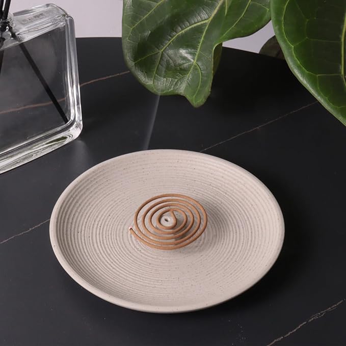 Incense Holder Ceramic Incense Burner Simple Style Incense Sticks Holder Insence Tray for Set for Office Yoga and Livingroom (White)