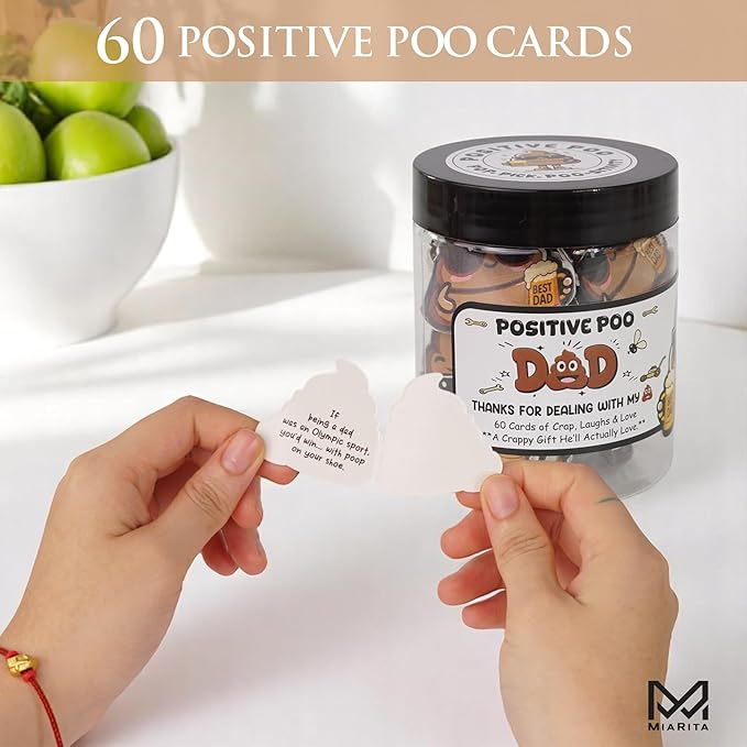Emotional Support Jar, 60 Positive Cards in Jar, Affirmation Gifts for Women, Birthday Gifts for Girls, Teens (Positive Poo Dad)