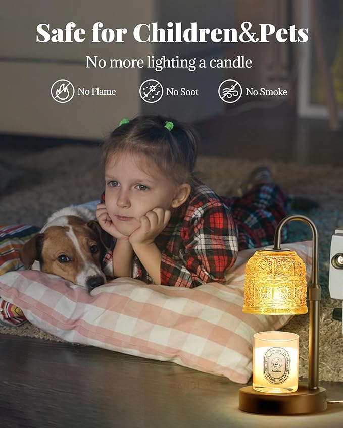 Dimmable Candle Warmer Lamp with Timer Adjustable Height, Mothers Day Birthday Gifts for Mom, Home Decor Housewarming Gifts for Women, Modern Electric Wax Melt Warmer for Scented Jar Candles