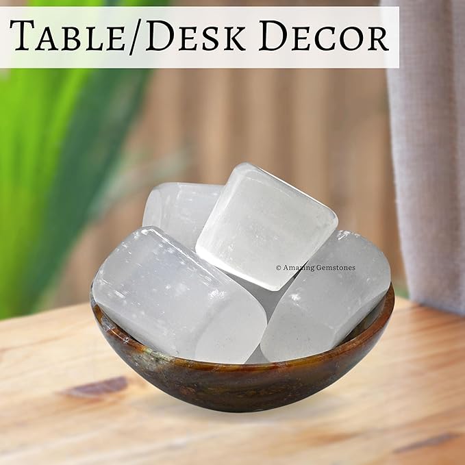 Amazing Gemstone Selenite Crystals and Healing Stones Tumbled - 1 oz Selenite Stone Gem Stones, Natural Healing Stones for Energy Balance, Stress Relief - Premium Polished Gems Rocks for Meditation