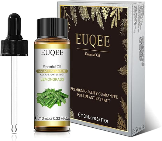 EUQEE Lemongrass Essential Oil 0.33 oz/10 ml Premium Essential Oil for Diffusers, Humidifier, Candle Making, DIY Soap