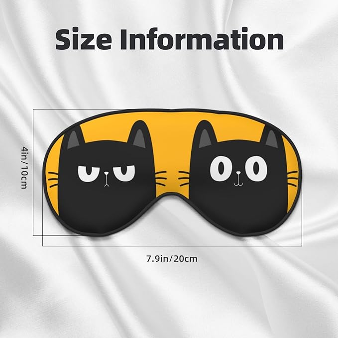 Black Cat with Big Eyes Sleep Mask, Soft Comfort Eye Shade, Adjustable, Breathable, Skin Friendly, Blocks Light, Perfect for Travel, Home, Airplanes, Trains or Anywhere