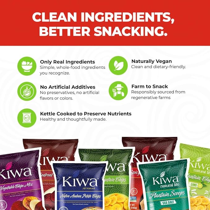 KIWA Beet Chips - Healthy Veggie Snacks - Vegetable Snacks for Kids & Adults - Deliciously Crunchy Kettle-Cooked Chips - Gluten-Free & Non-GMO (2 Individual Snacks Pack)