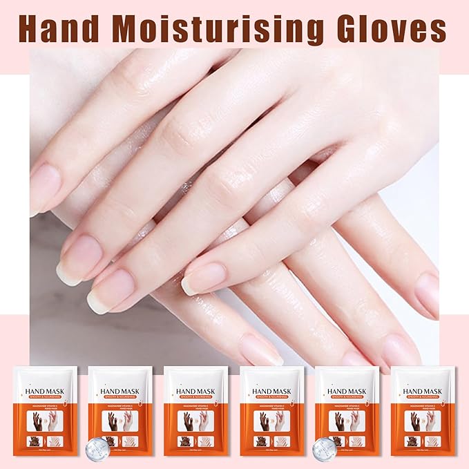 6 Pairs Hand Mask for Dry Cracked Hands,Nourishing Moisturizing Gloves,Hands Moisturizer for Deep Moisturizing,Silky Smooth Moisturizing Gloves,Hand Care Mask Set(F)