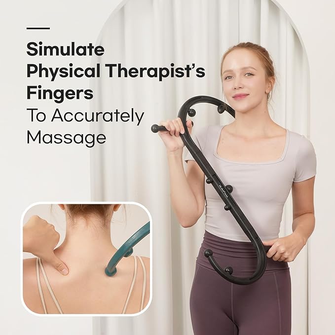 HuBDIC HubiCare Massage Stick, Trigger Point Cane, Body Deep Tissue, Handheld Back, Neck, Shoulder, Leg and Feet, Muscle Release Tool Self Massage Hook Cane for Women & Men (Black)