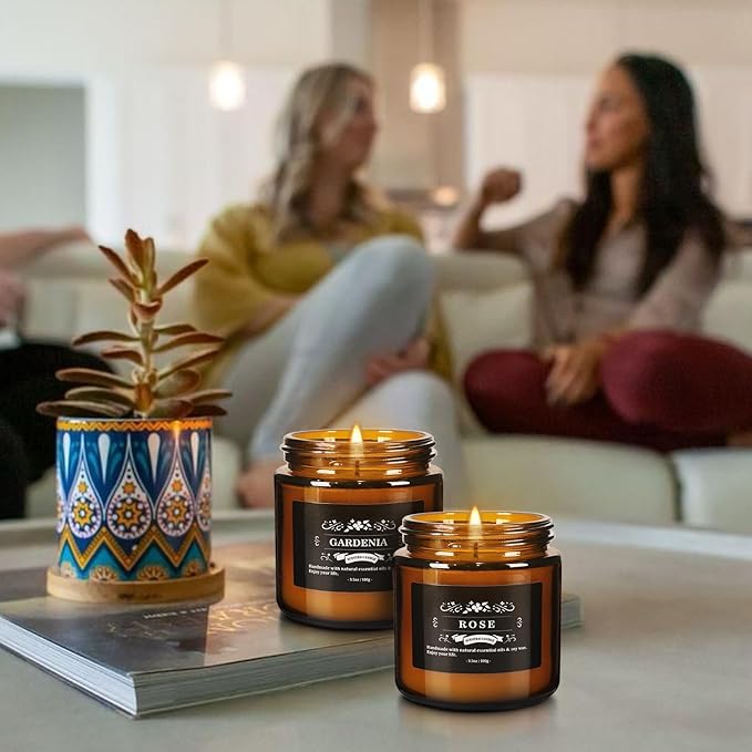 12 Pack Black Apothecary Jar Scented Candles - Natural Soy Wax with Premium Essential Oils, Lavender, Rose, Vanilla & More, 3.5oz/100g Each, Relaxing Aromatherapy Gift Set