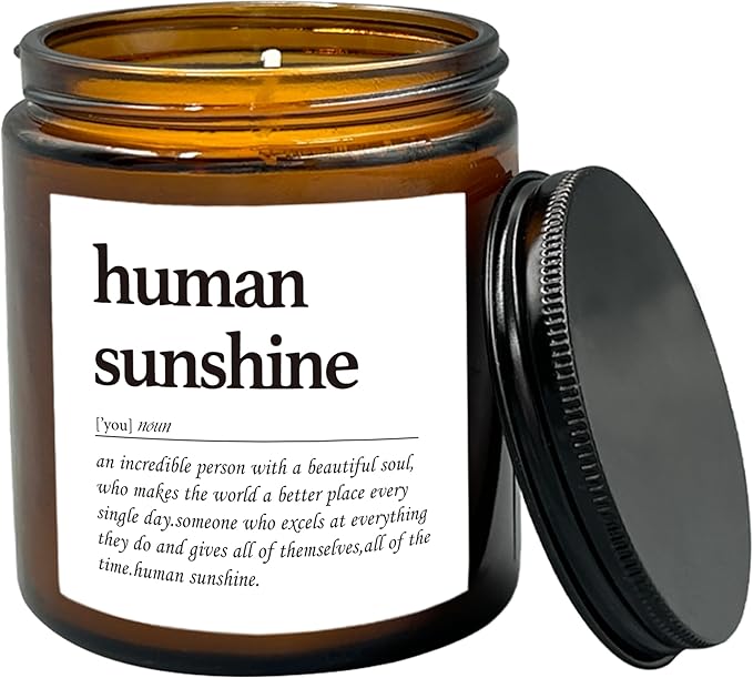 HIWX Human Sunshine Scented Candle - Appreciation Gifts for Teachers & Coworkers, Inspirational Thank You Christmas Soy Jar Candle, Lavender, Vetiver, Sandalwood Scented 8oz Holders