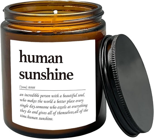 HIWX Human Sunshine Scented Candle - Appreciation Gifts for Teachers & Coworkers, Inspirational Thank You Christmas Soy Jar Candle, Lavender, Vetiver, Sandalwood Scented 8oz Holders